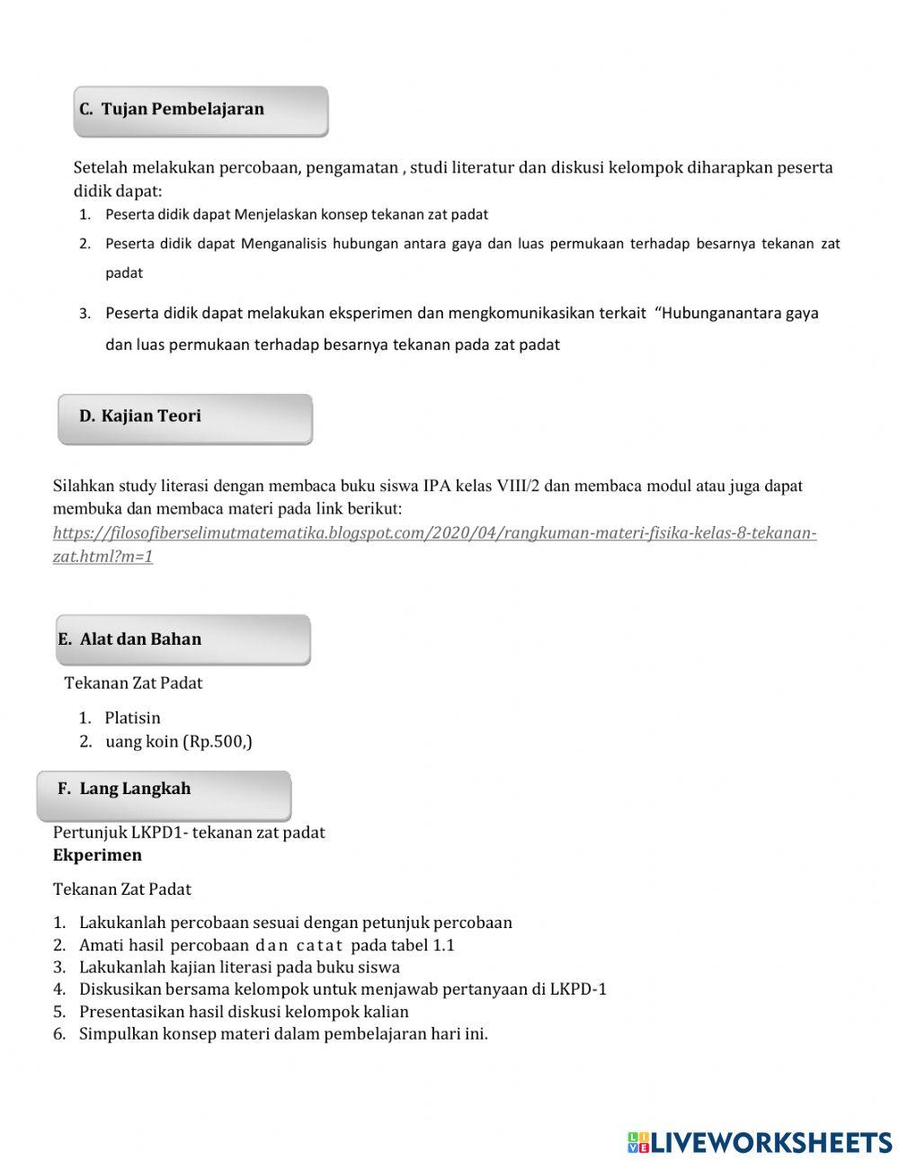 LKPD Tekanan zat padat