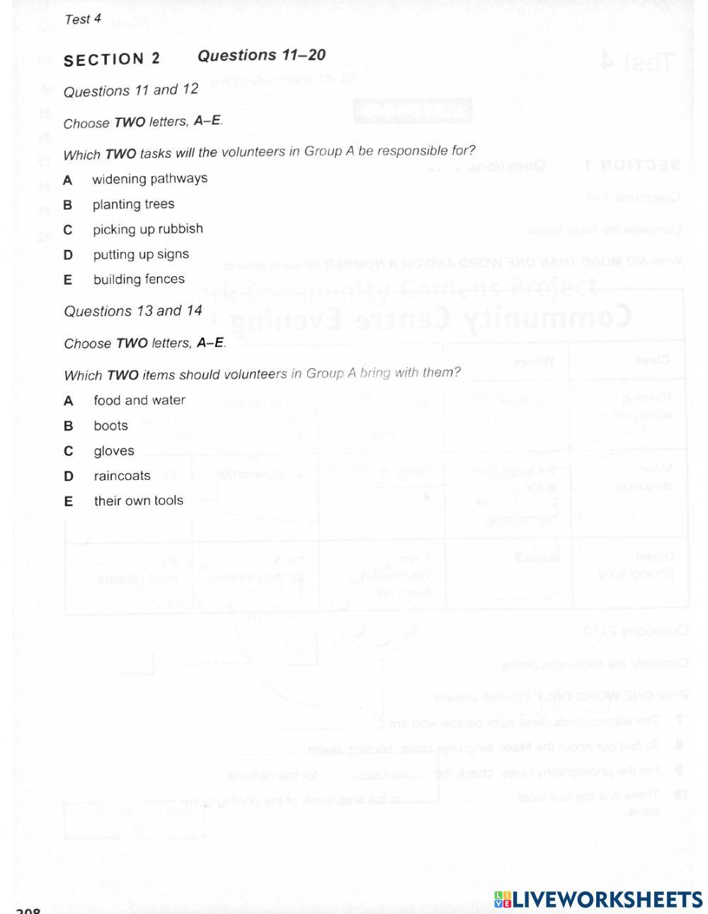 Listening test 04 worksheet live worksheets