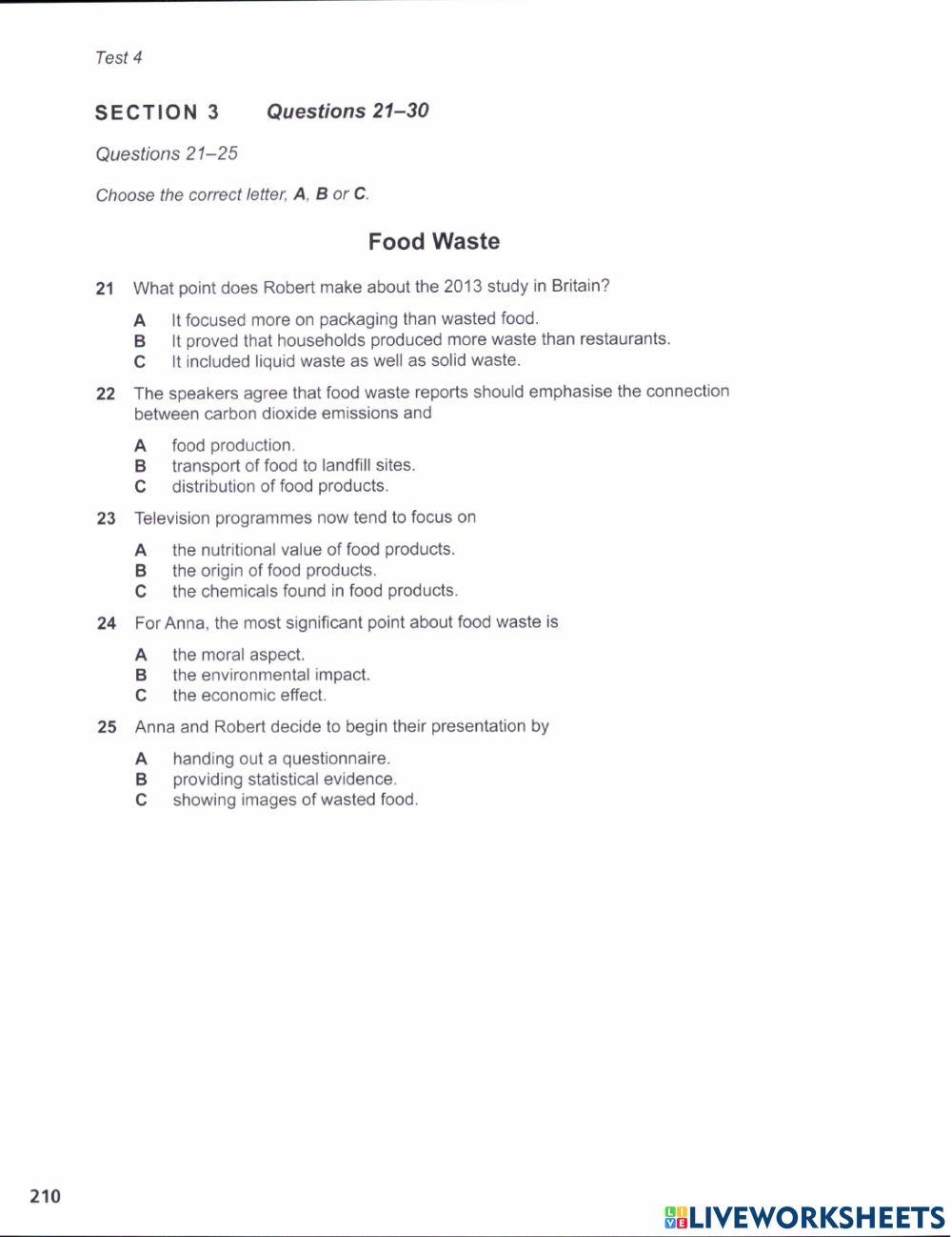 Listening test 04 worksheet live worksheets