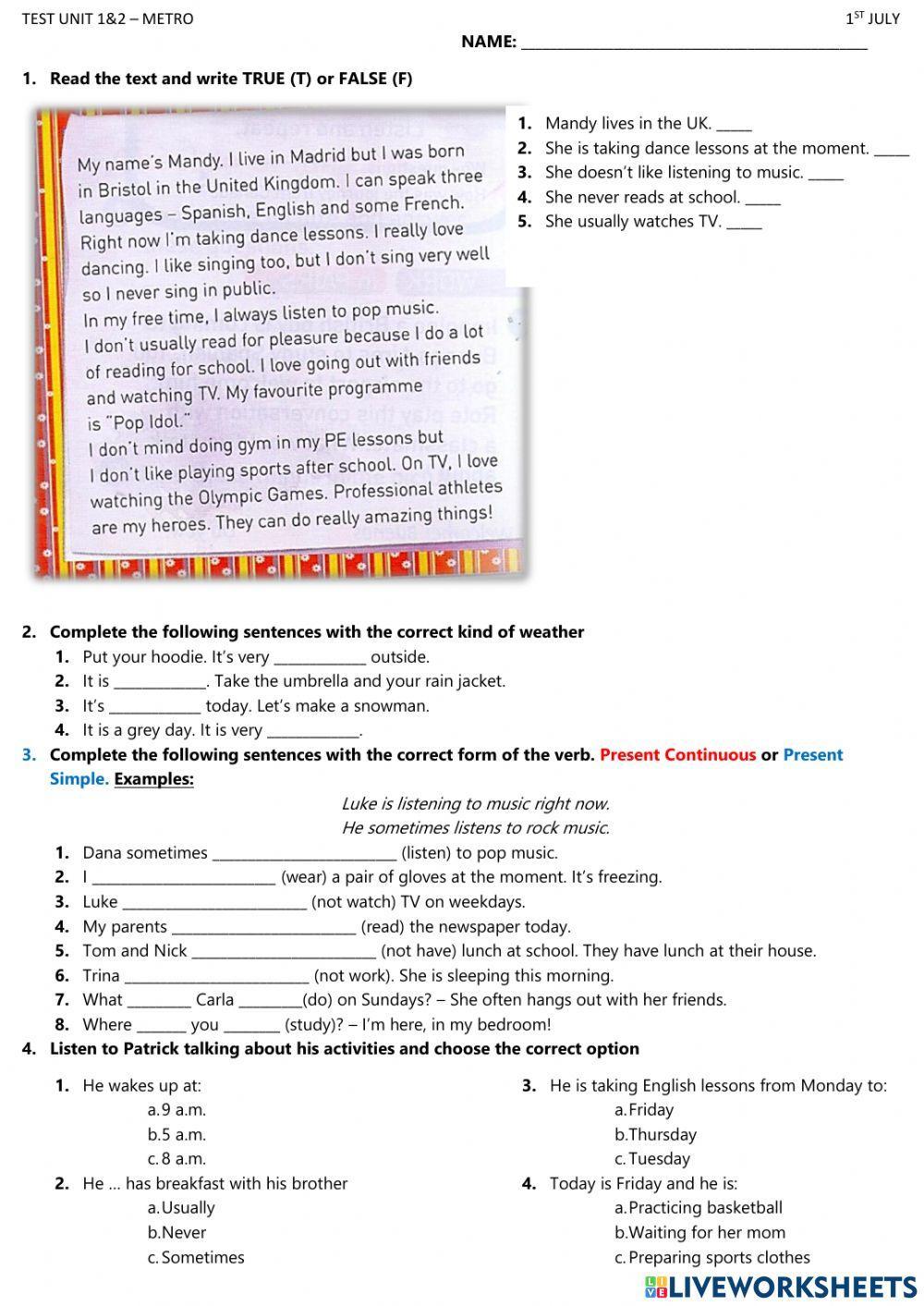 Present Continuous and Present Simple