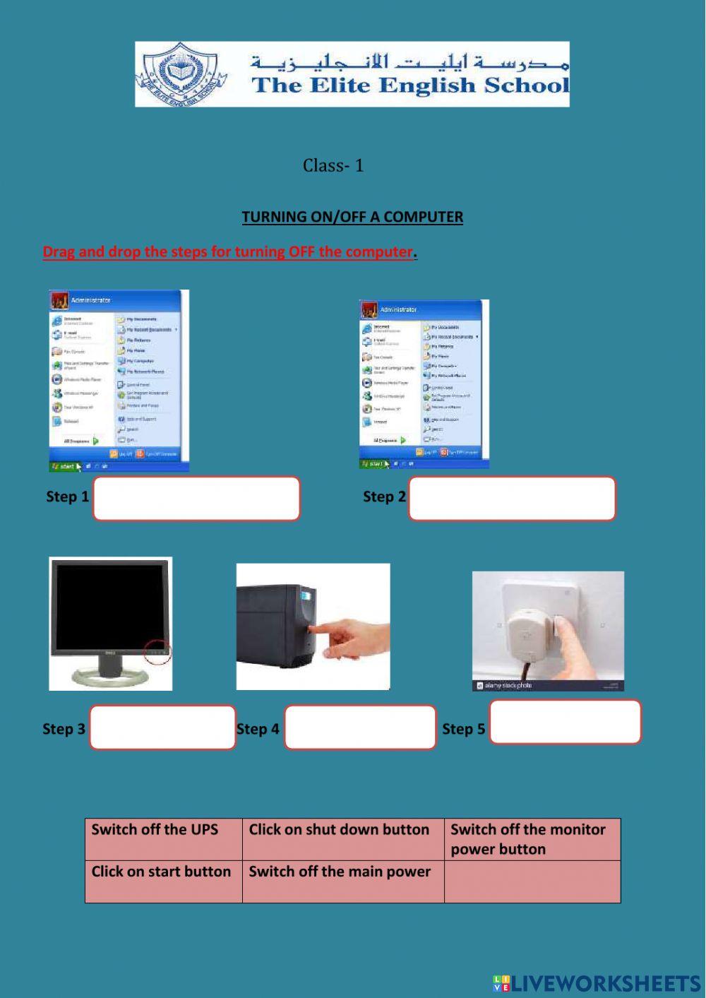 Switch off computer | Nalineswari | Live Worksheets