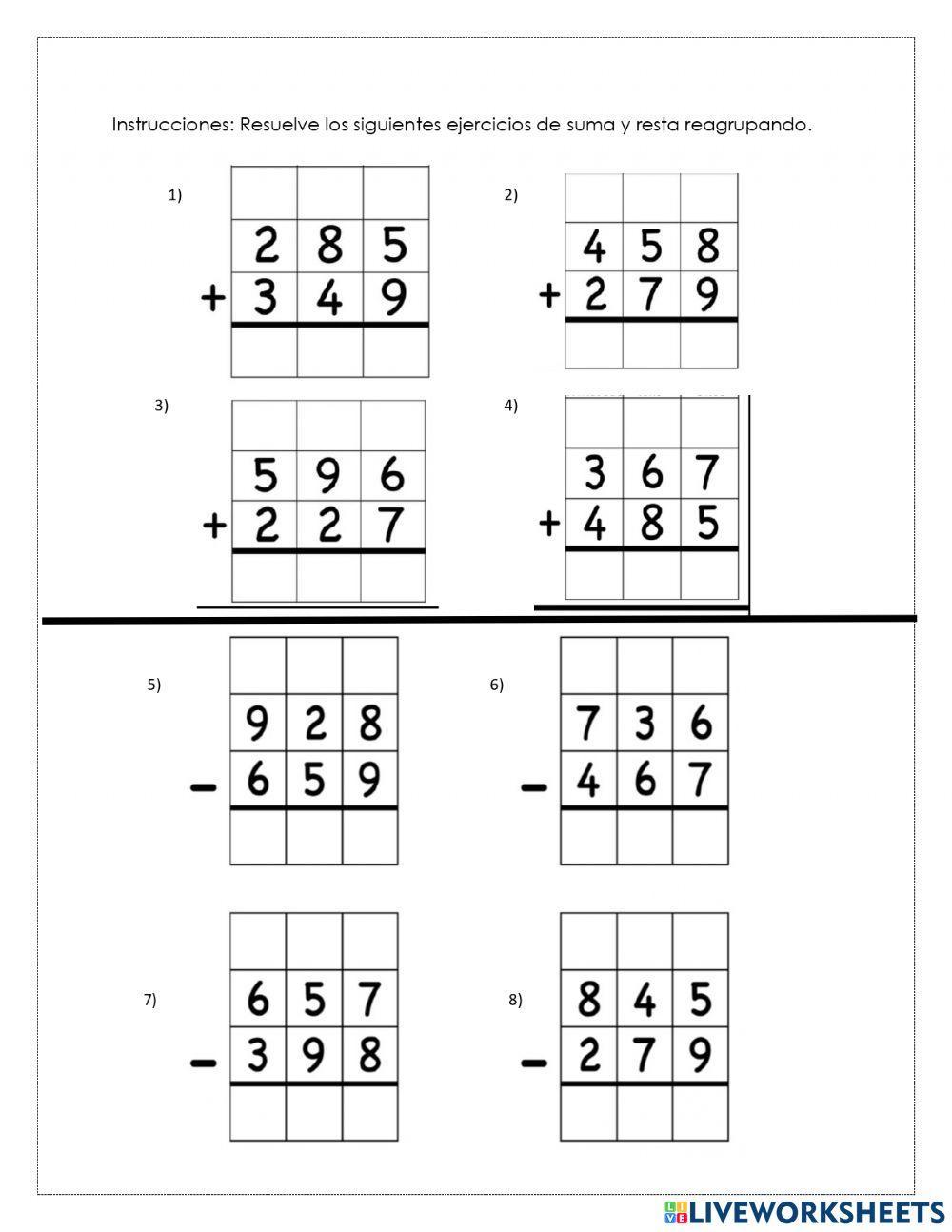 Suma y resta reagrupando