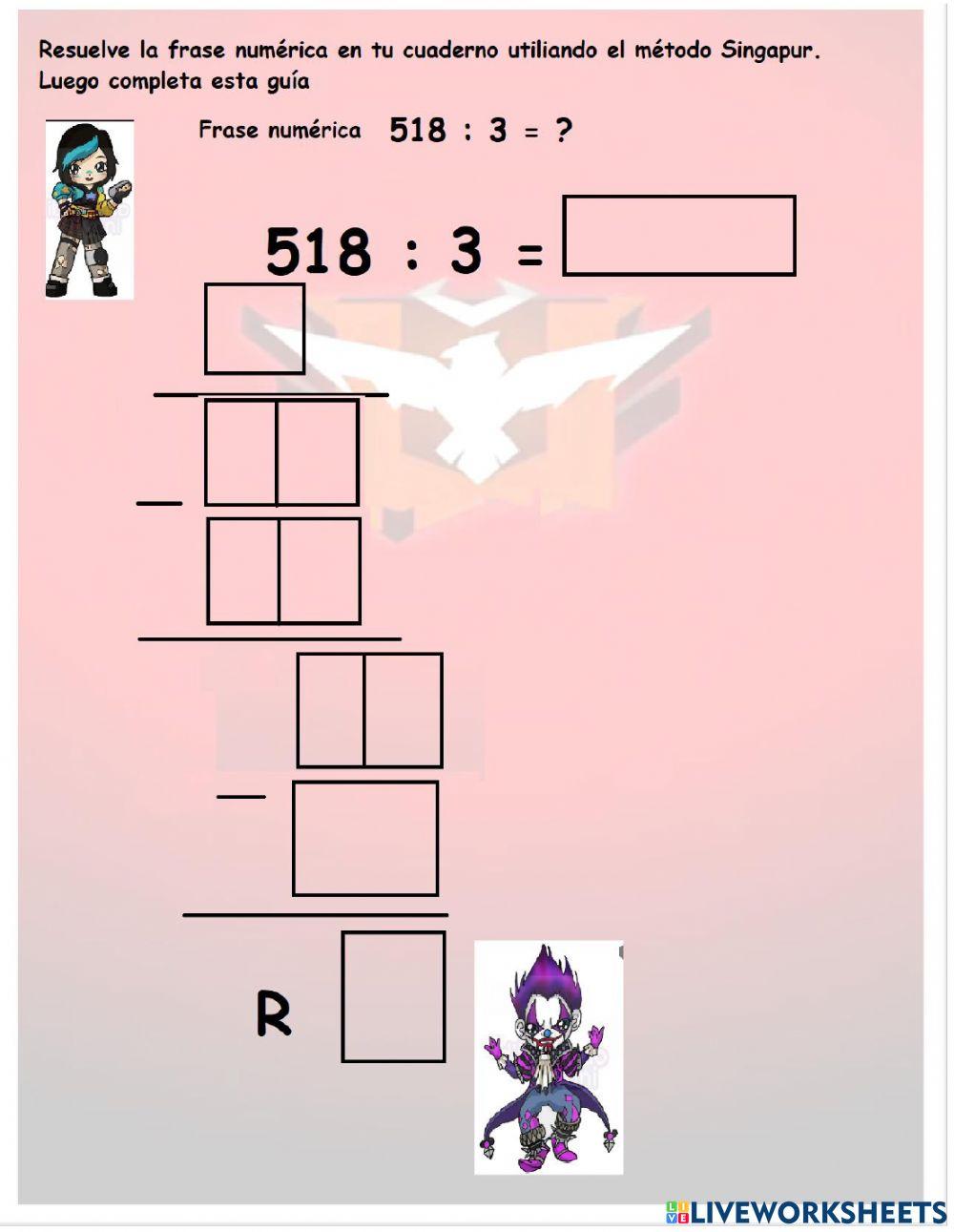 Division por 1  cifra con reagrupación y resto diferente a 0