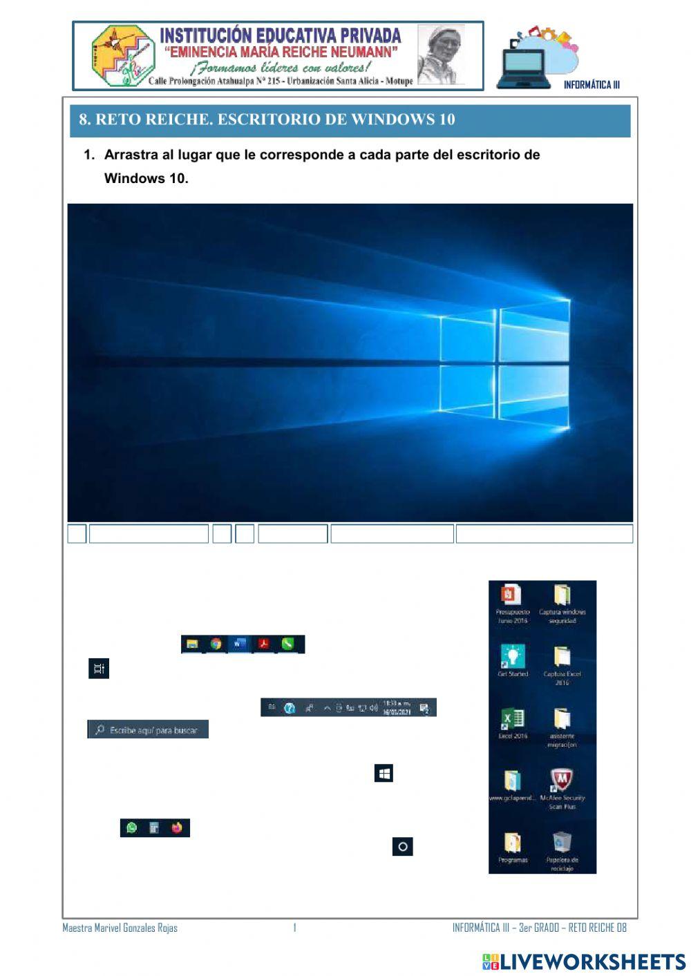 8. Reto Reiche, El Escritorio de Windows 10