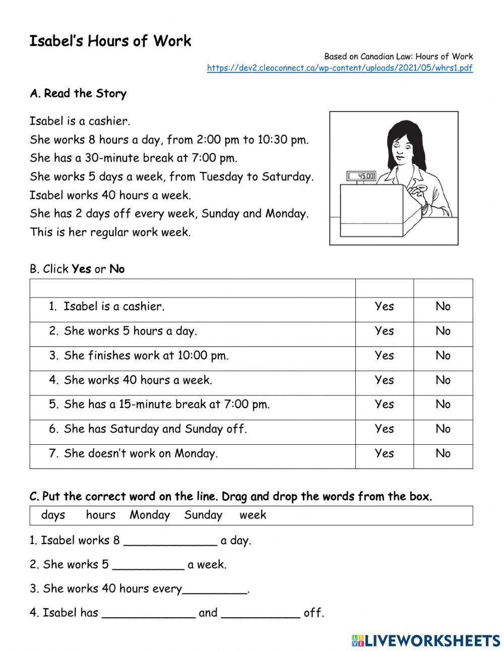 Isabel's Hours of Work