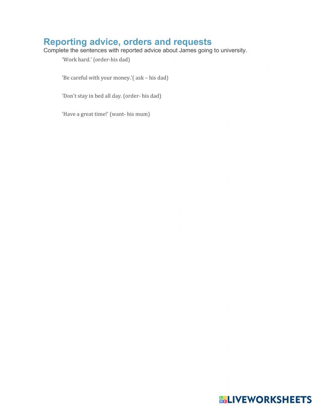 Reporting orders and requests