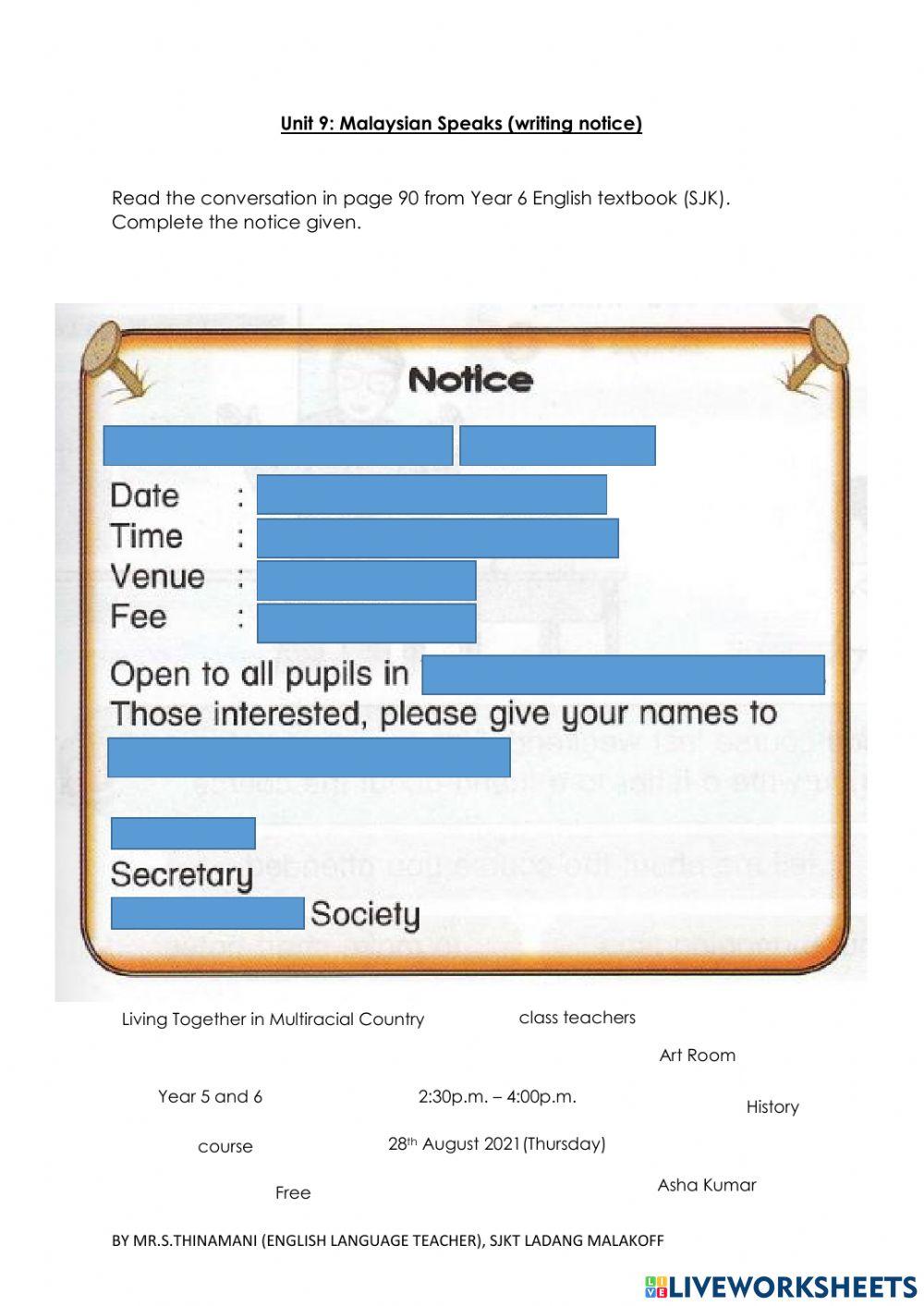 Unit 9: Malaysians Speak (Writing activity)