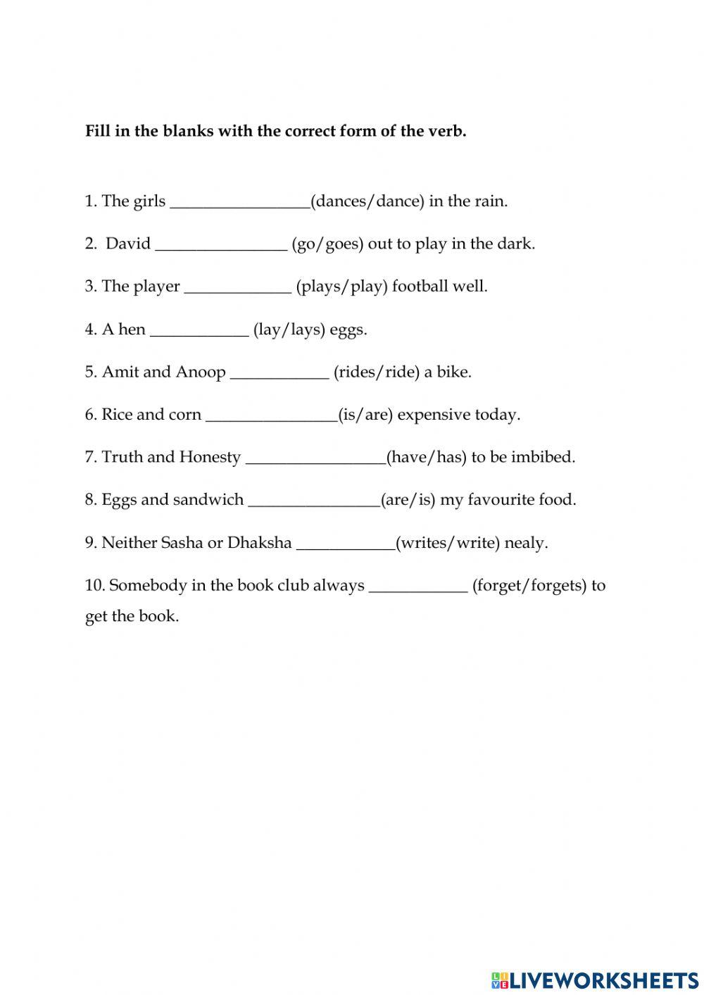 Subject Verb Agreement