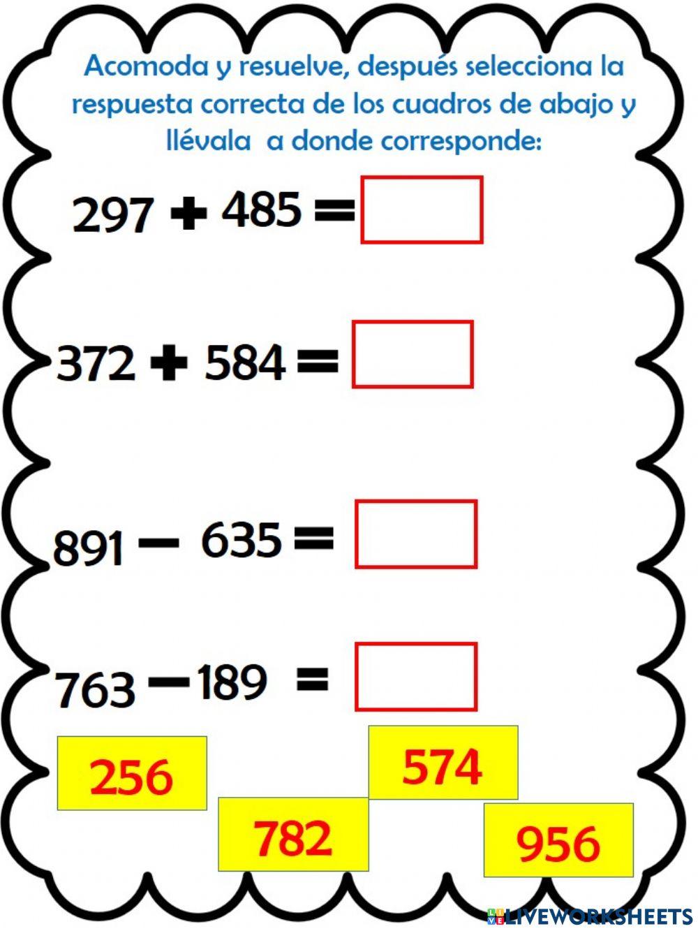 Sumas y restas de transformación