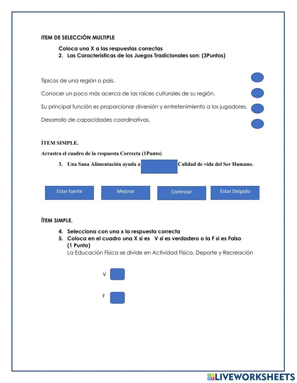 Prueba Educación Física