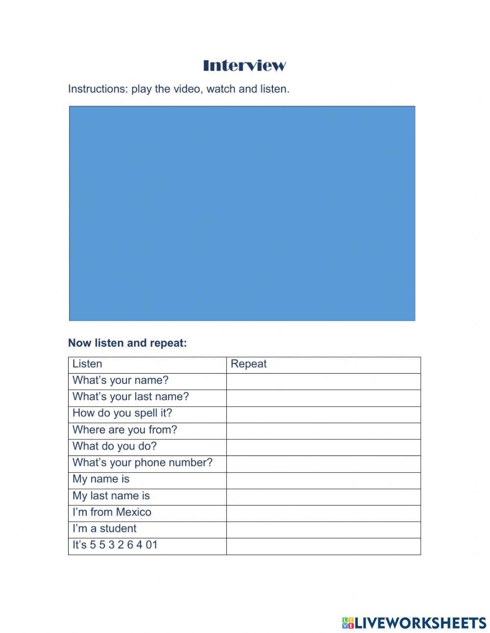 Personal information interview