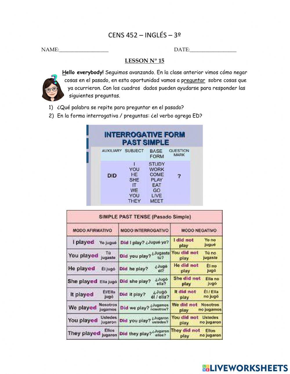 Past simple  - interrogative
