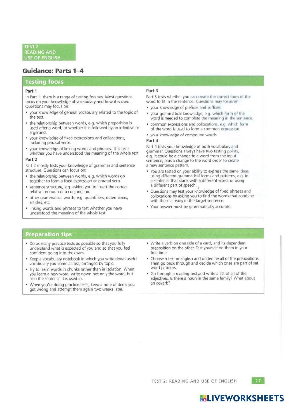 MOCK - Reading - Use of English