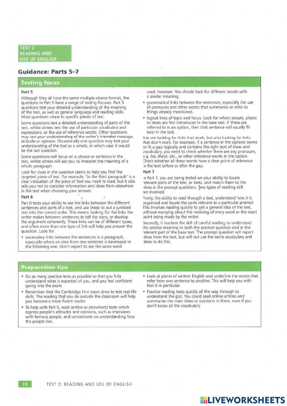 MOCK - Reading - Use of English