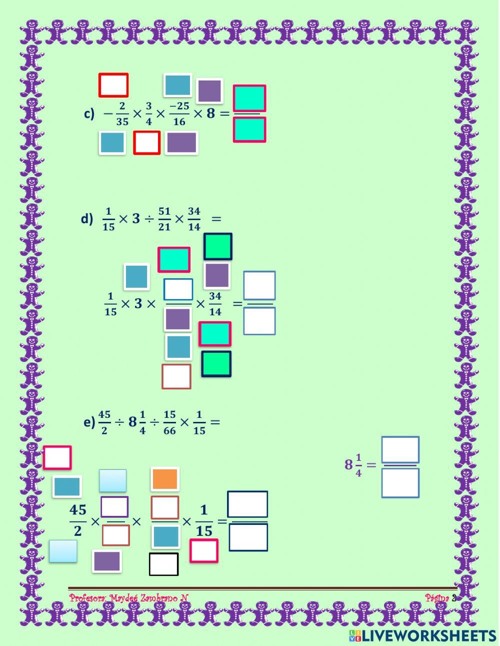 Multiplicación y división con números  Reales