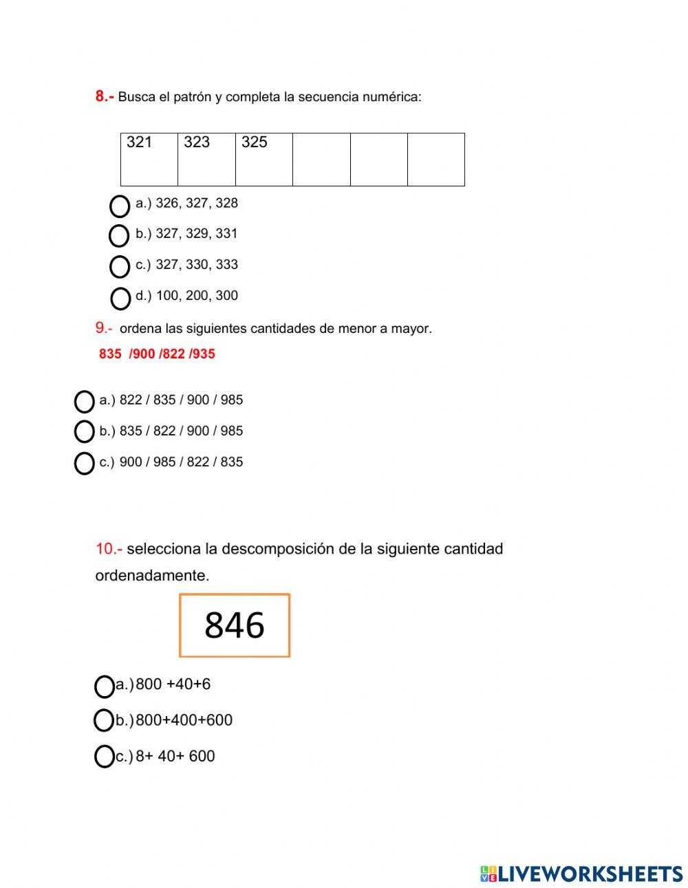 Evaluación de matemática