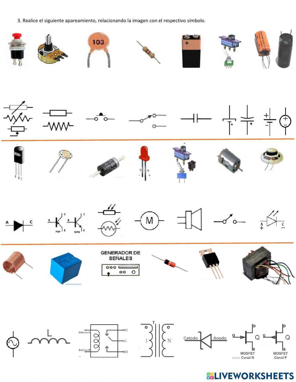 Elementos de electronica. Semiconductores y Simbolos. worksheet