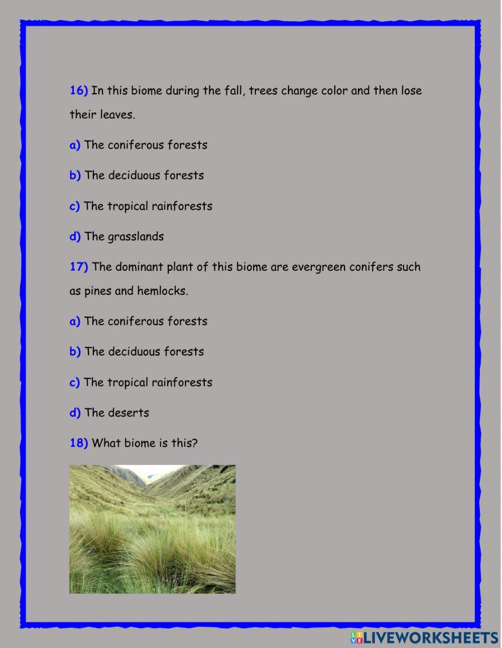 Geography quiz biomes