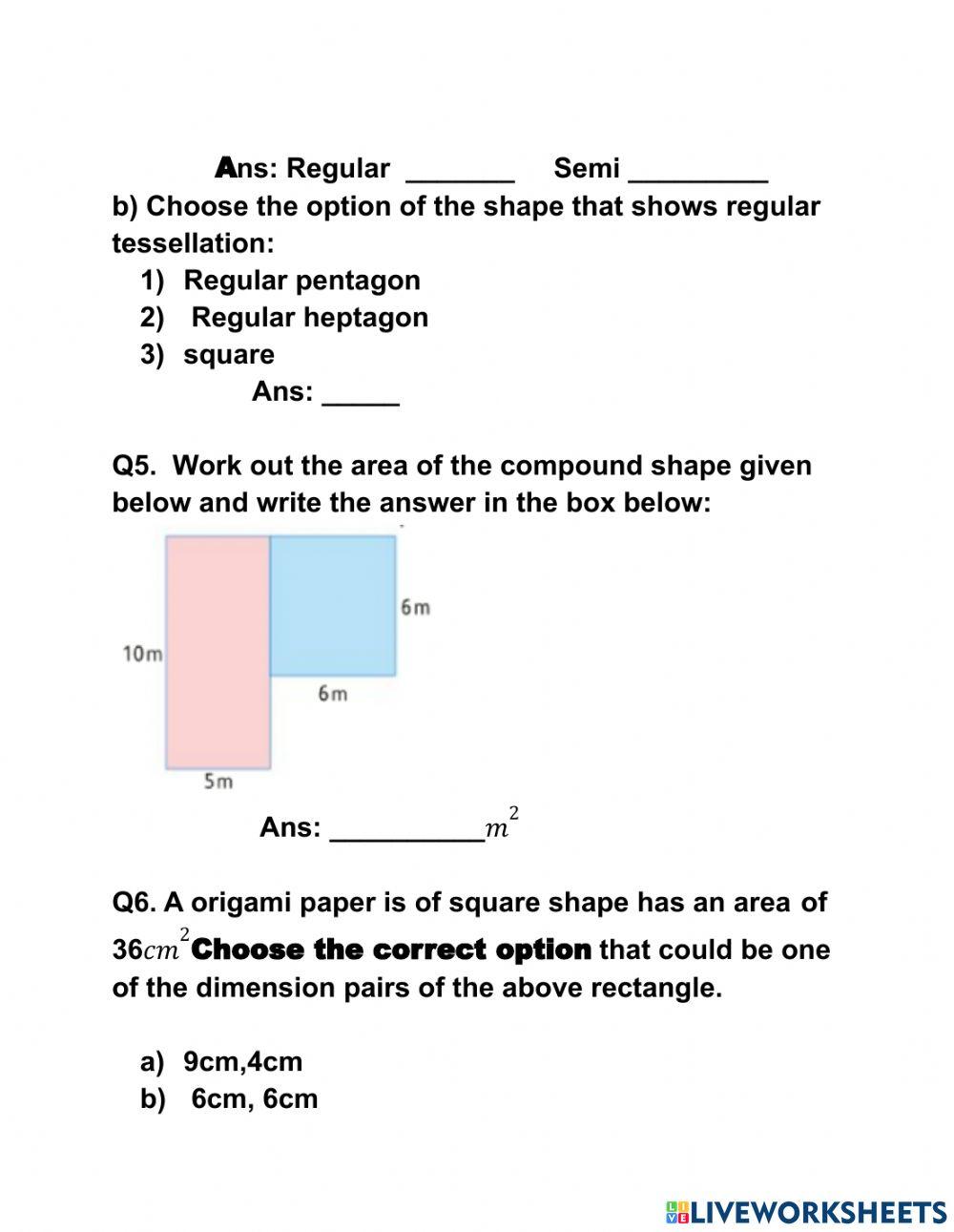 Mathematics worksheet