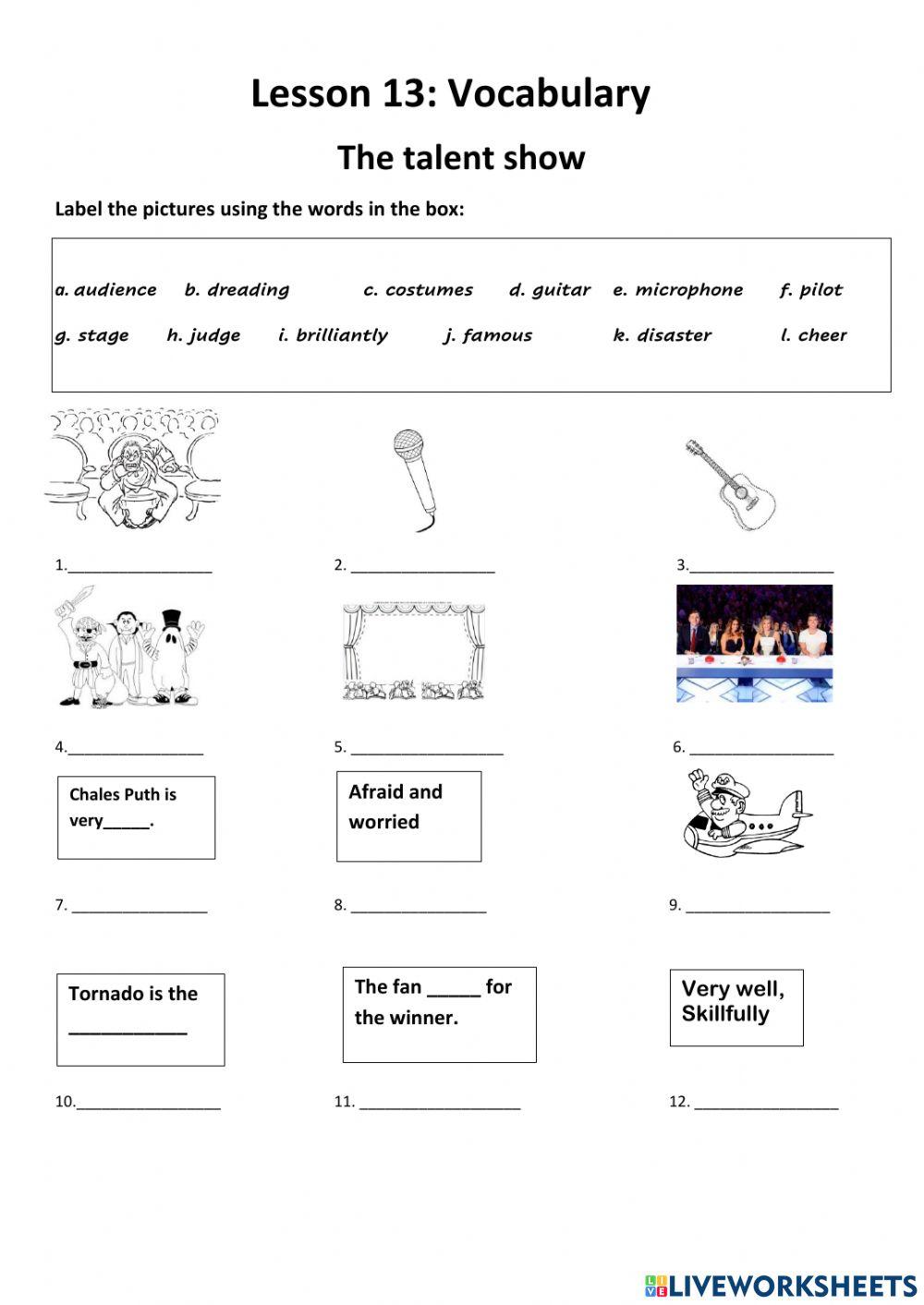 YL6 Unit 13 Vocabulary