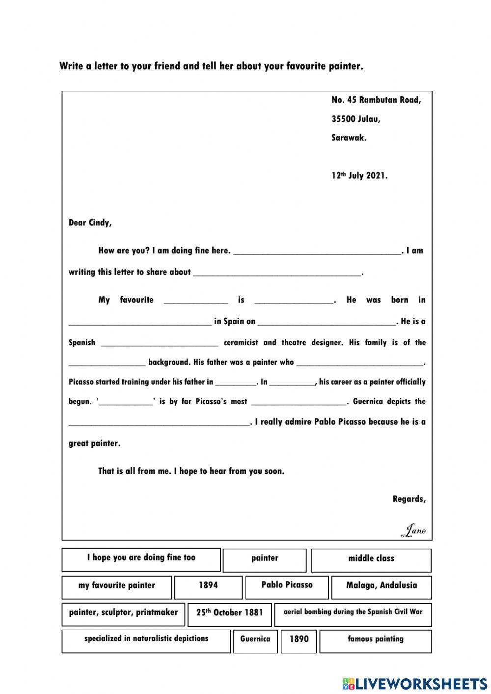 Informal letter pablo picasso