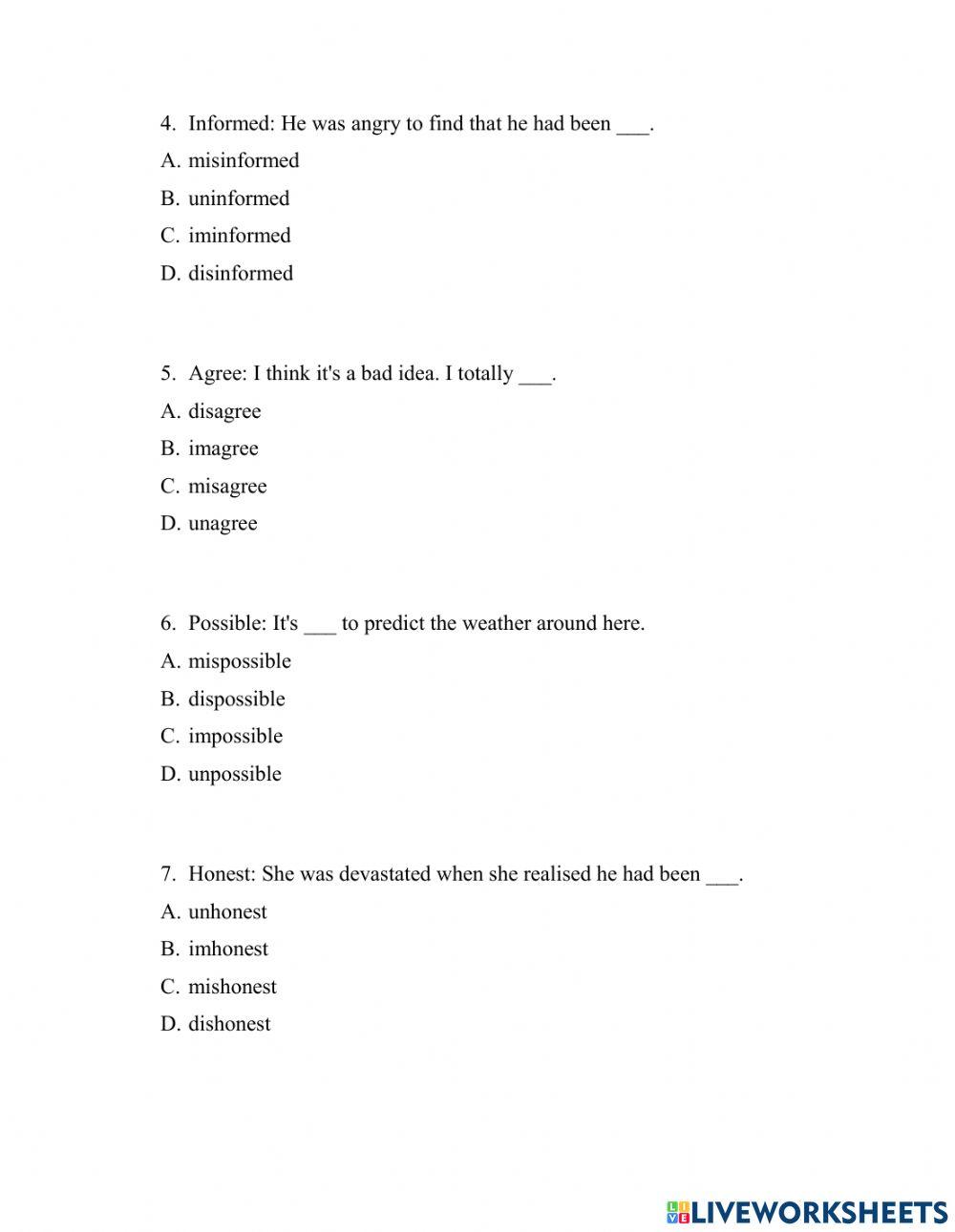 Prefixes: Dis and Im