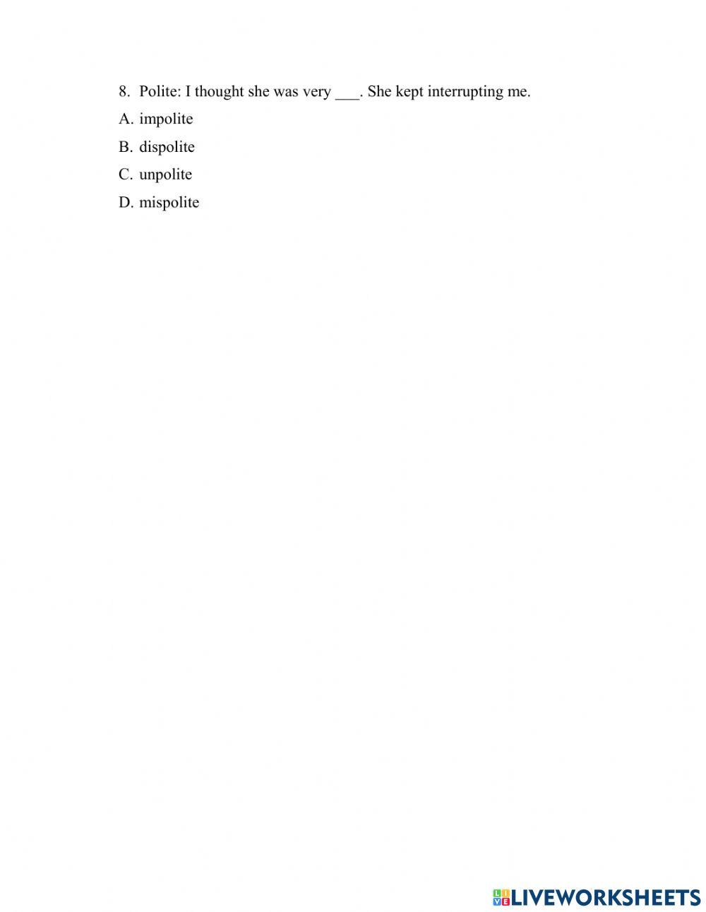 Prefixes: Dis and Im