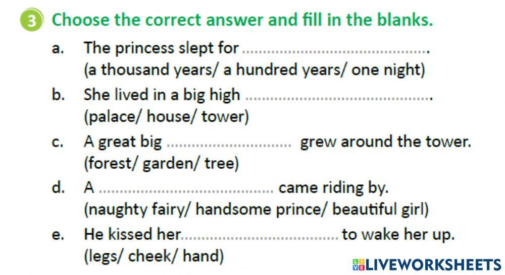 Comprehension check 3. (Sleeping Beauty)