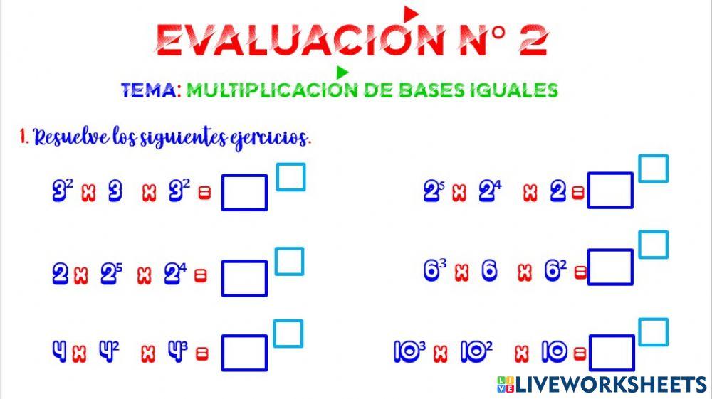 Evaluación de álgebra
