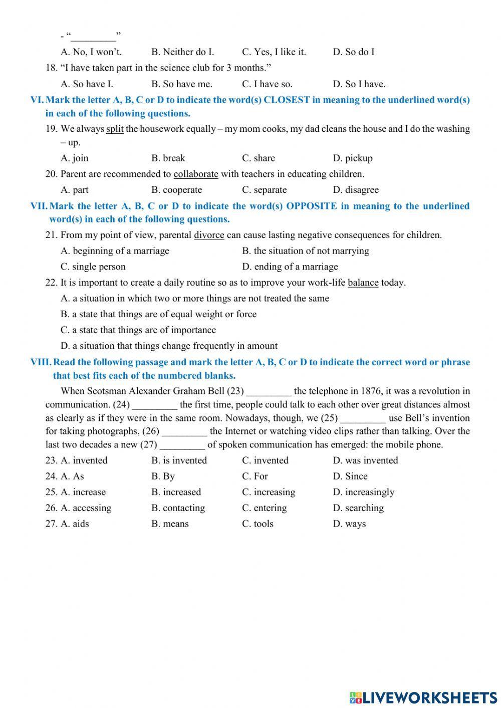 Đề thi thử vào 10 số 1-1