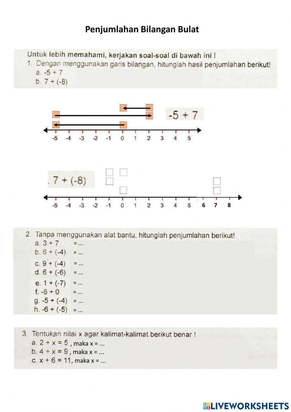 Penjumlahan bilangan bulat