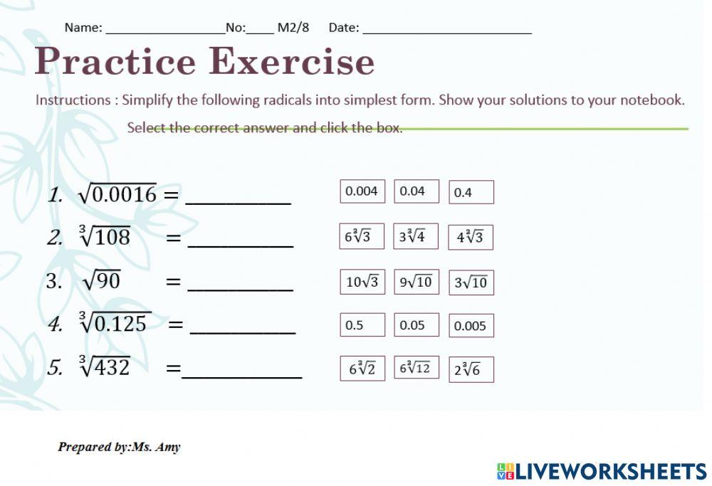 Simpilifying radicals