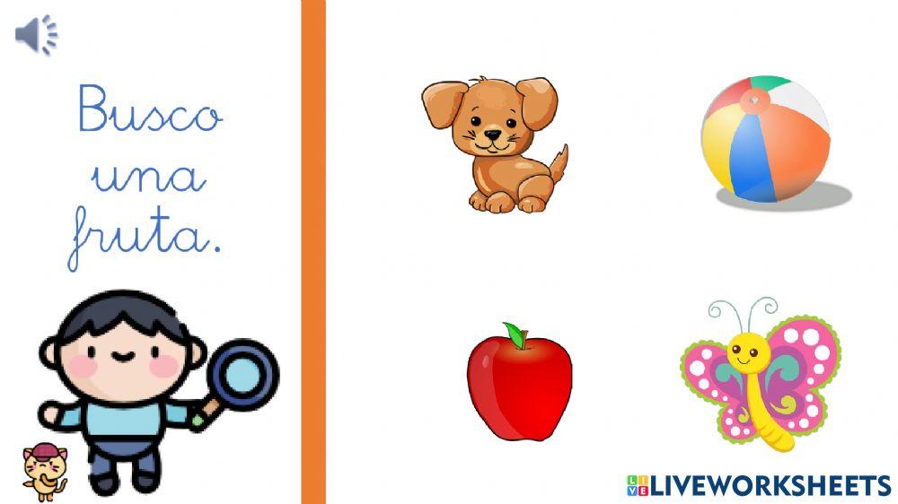 Campo semántico (animales-frutas-muebles-prendas de vestir).