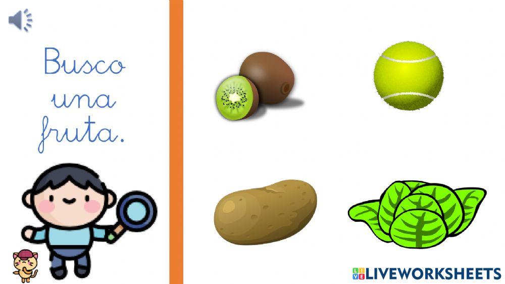 Campo semántico (animales-frutas-muebles-prendas de vestir).