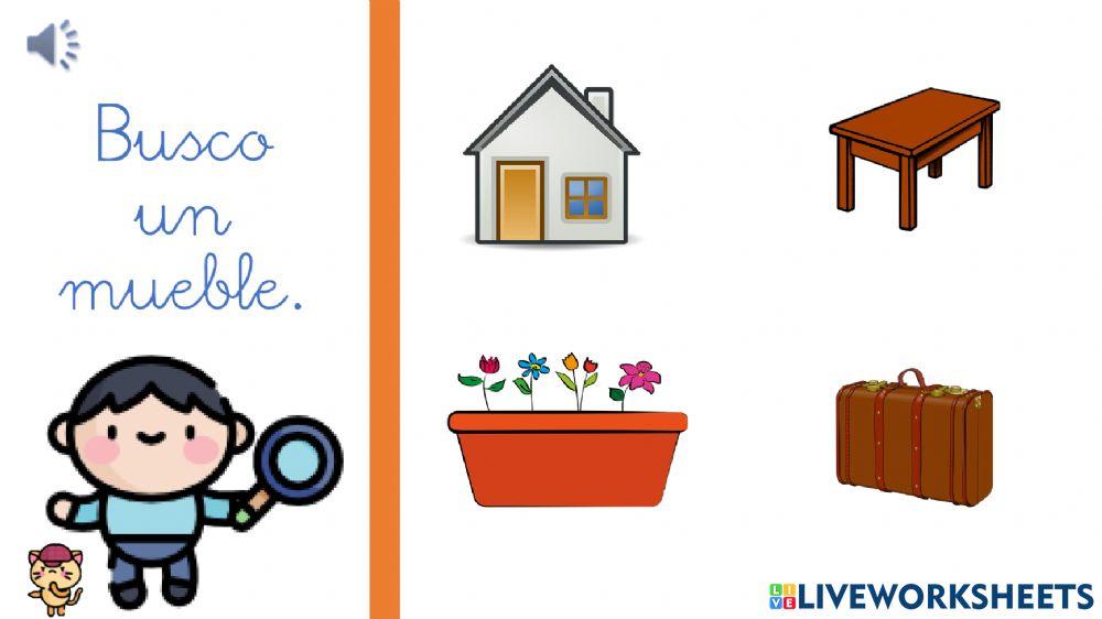 Campo semántico (animales-frutas-muebles-prendas de vestir).