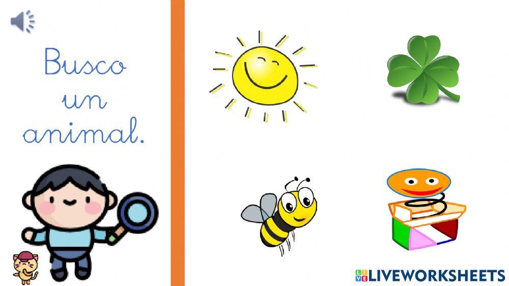 Campo semántico (animales-frutas-muebles-prendas de vestir).