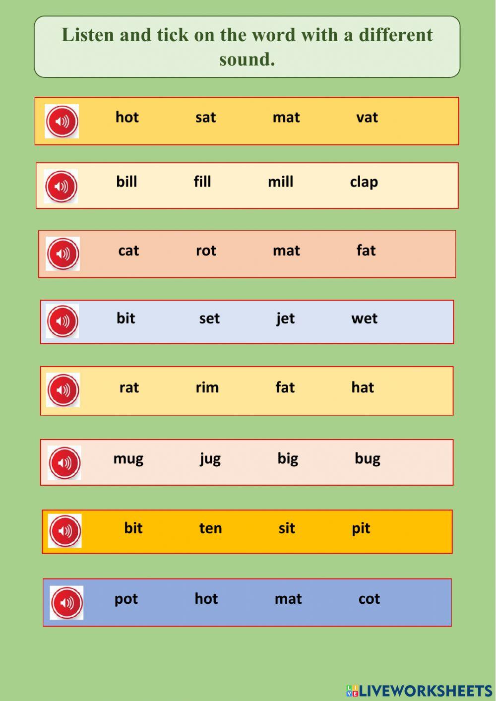 Listening- Short Vowels