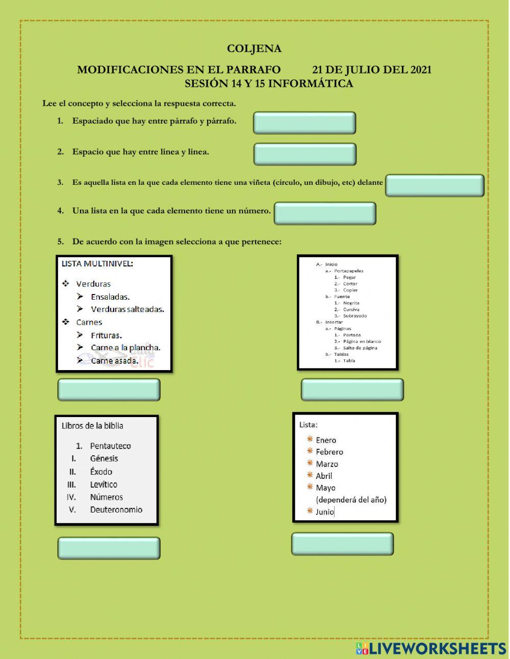 Modificaciones en el parrafo