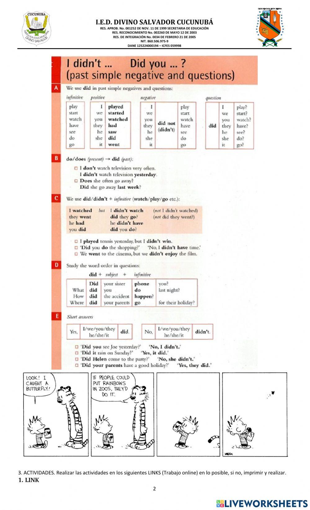 PAST TENSE IRREGULAR ENGLISH 9º
