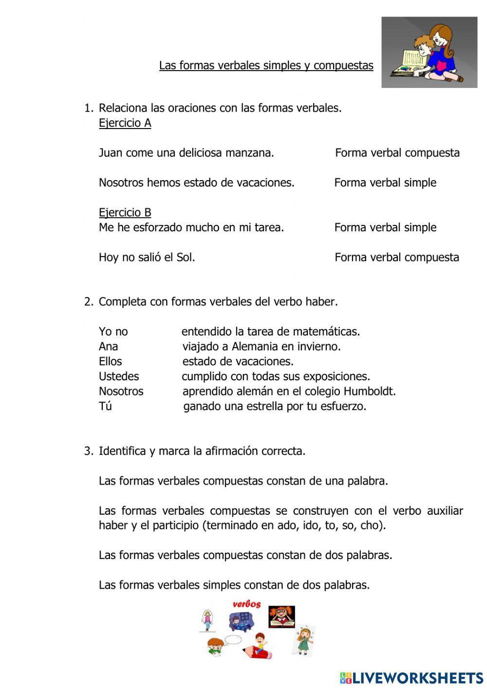 Formas verbales simples y compuestas