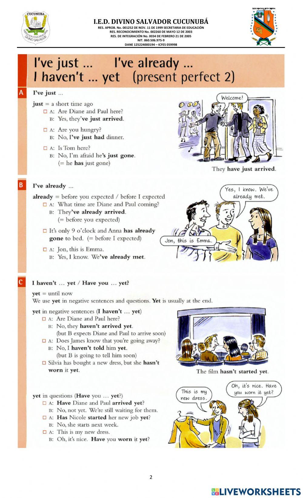 PRESENT PERFECT TENSE ENGLISH 10º