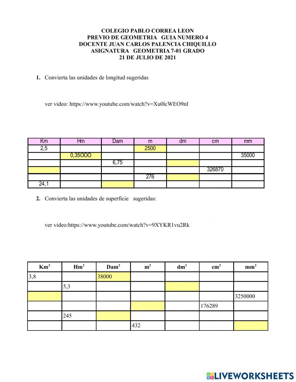 Unidades de longitud y superficie