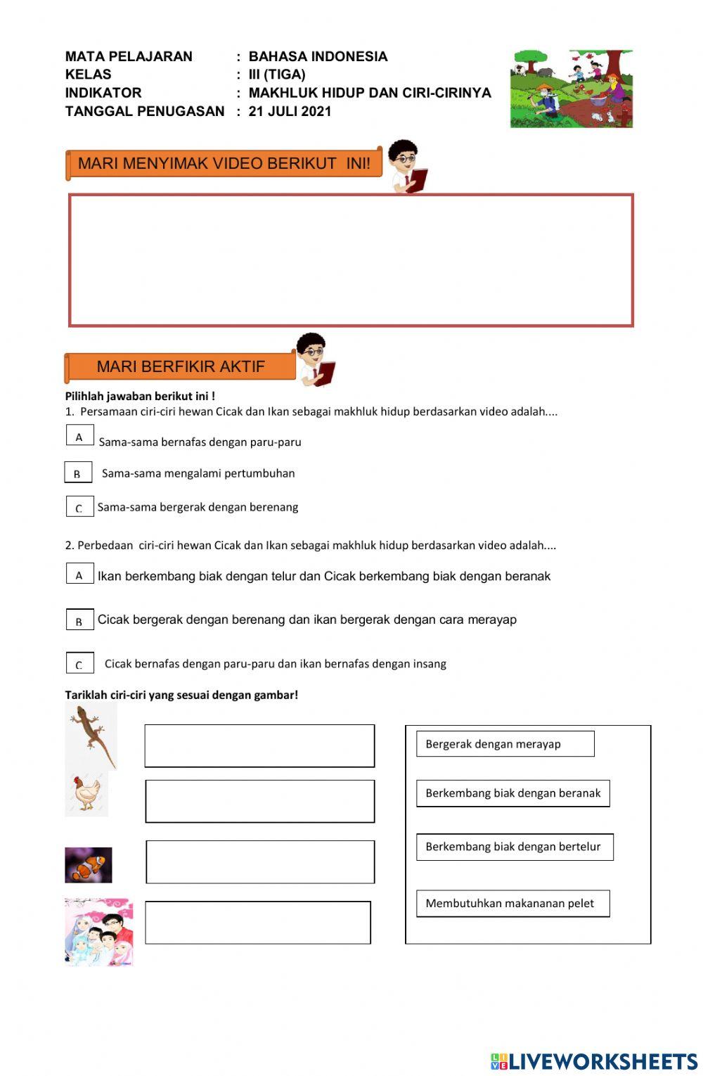 Ciri-ciri makhluk hidup di sekitar kita