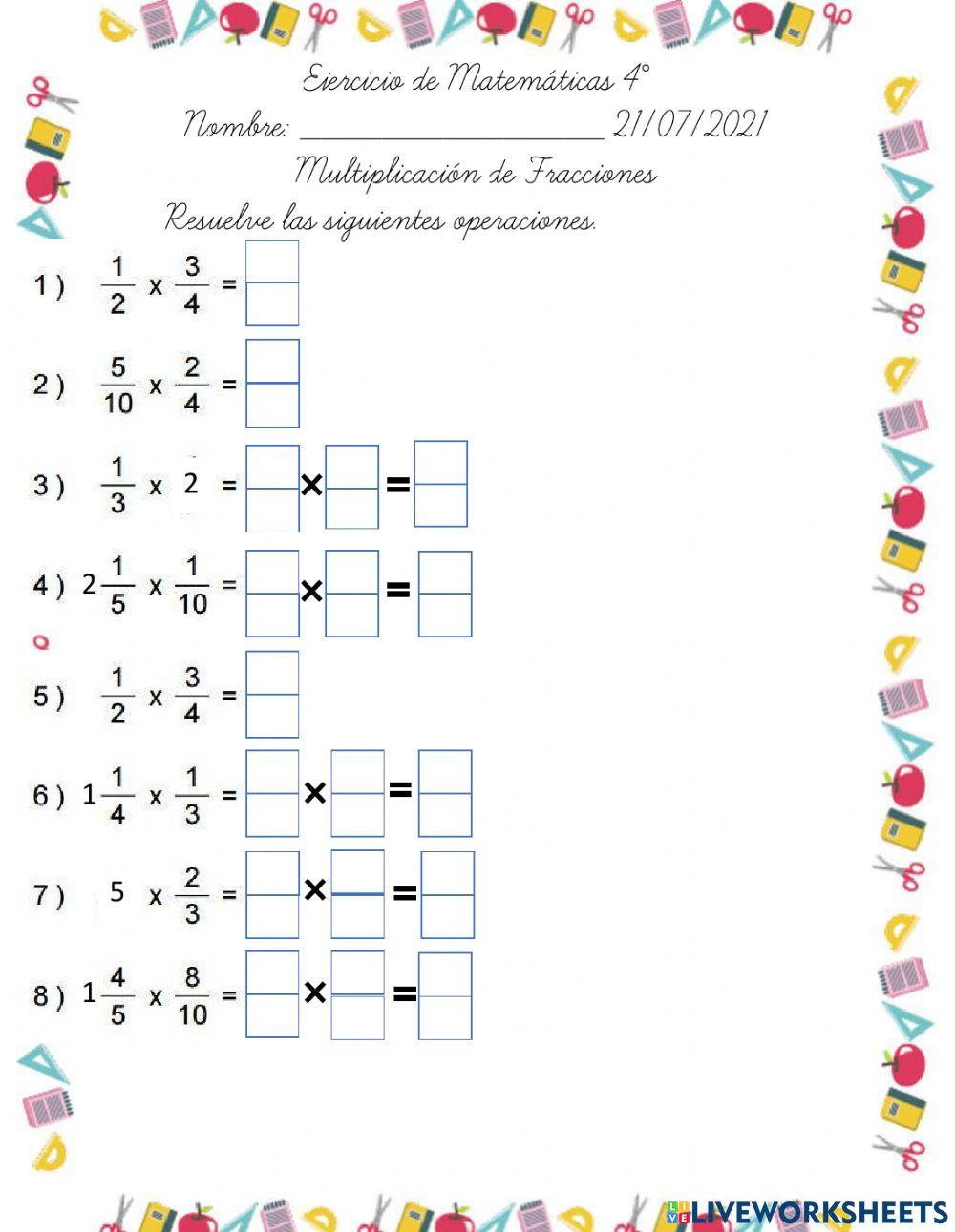 Multiplicación de Fracciones