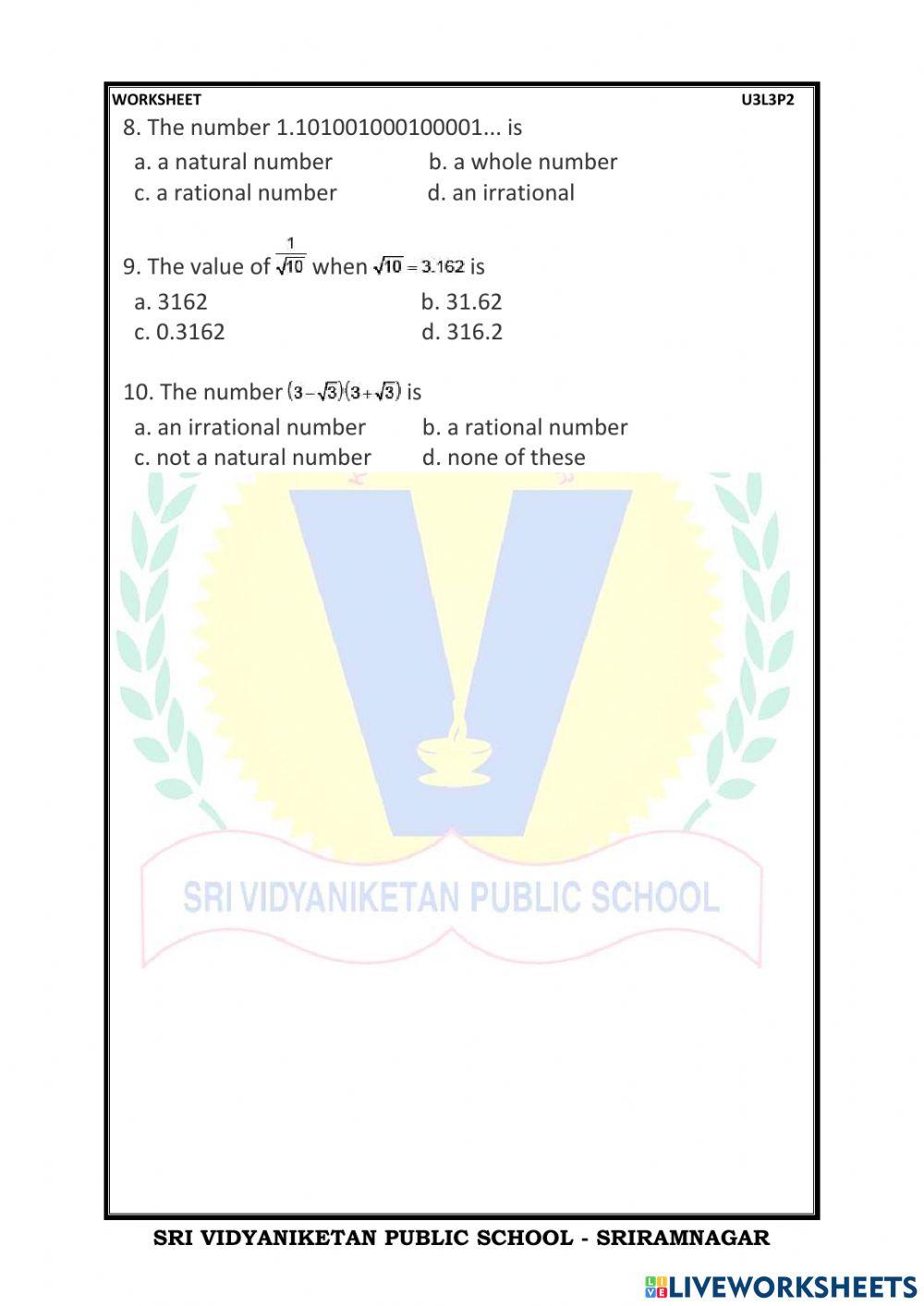 Grade ix live worksheet 3