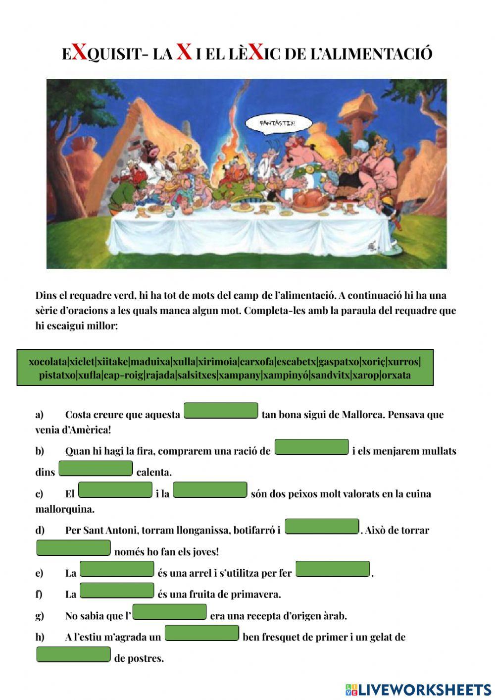 La x i el lèxic de l'alimentació