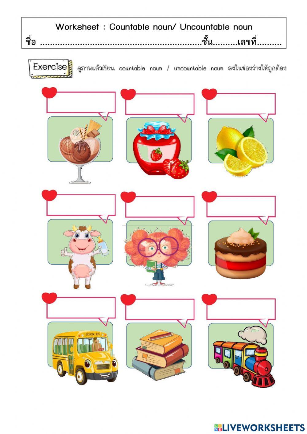 Countable noun- Uncountable noun