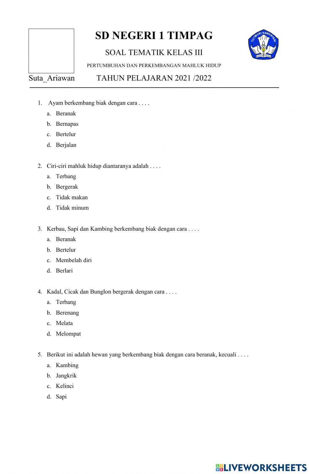 Pertumbuhan dan Perkembangan Mahluk Hidup