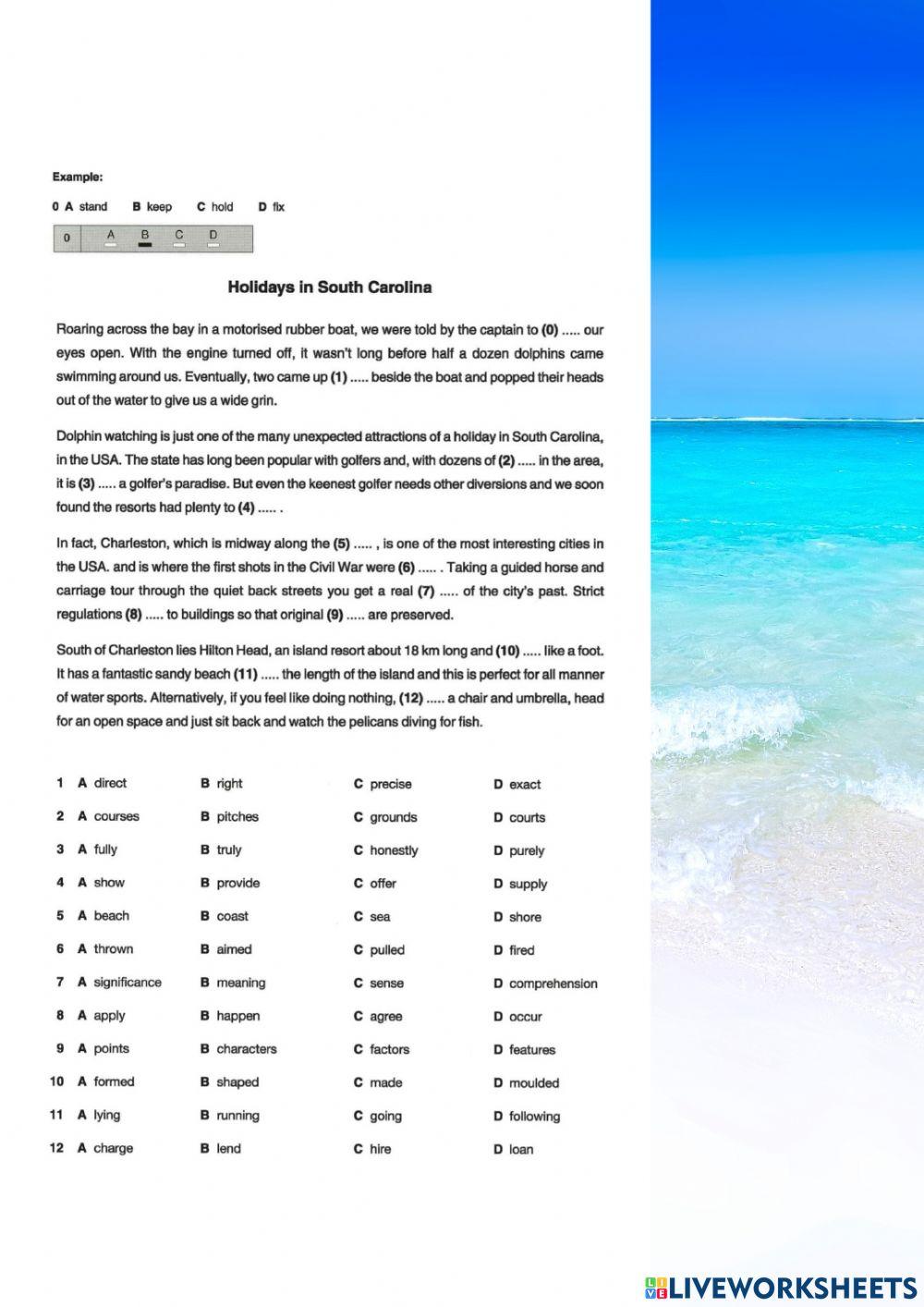 Advanced MC Cloze 03 - HOLIDAYS in SC