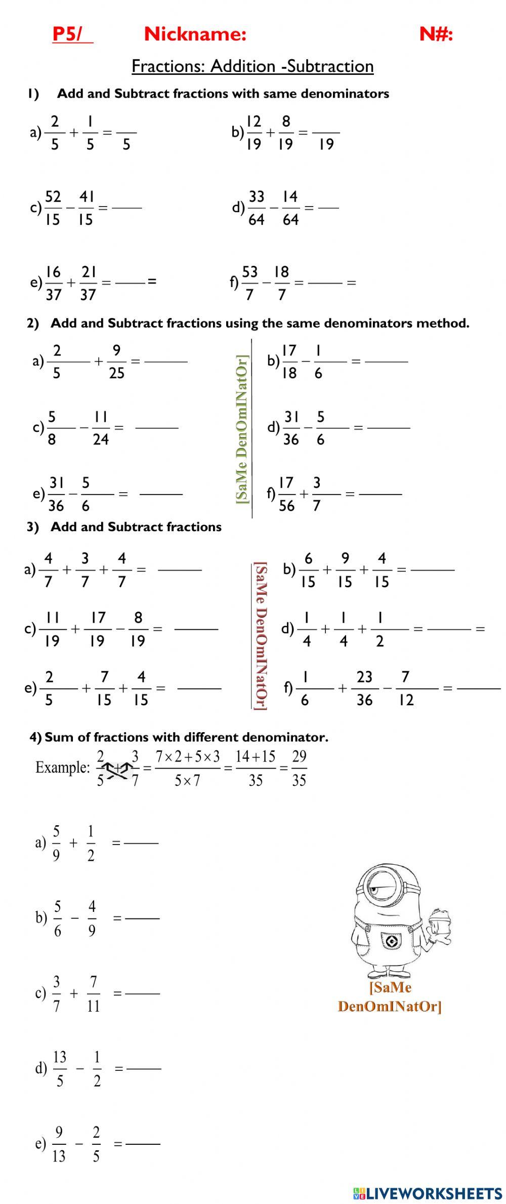 Fractions: Addition-Subtraction